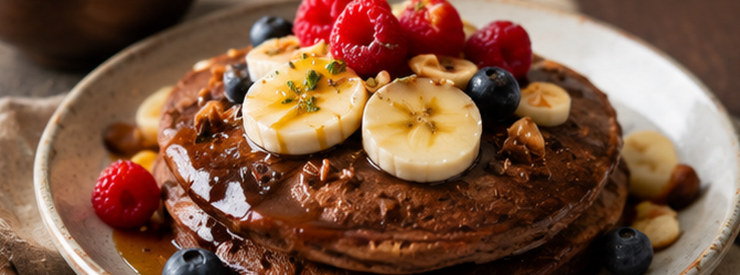 Pancakes chocolat-banane au collagène bio