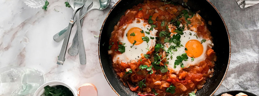 Shakshuka au collagène avec tomate et œuf