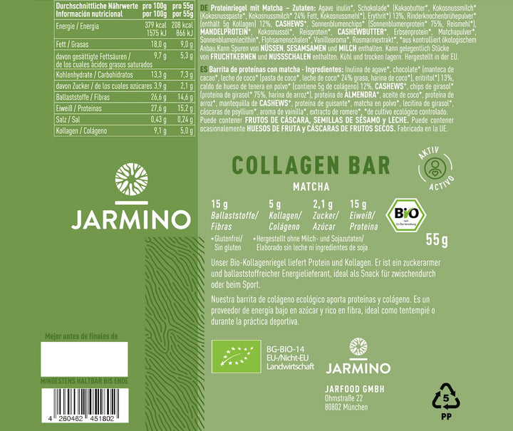 Barre de collagène saveur matcha